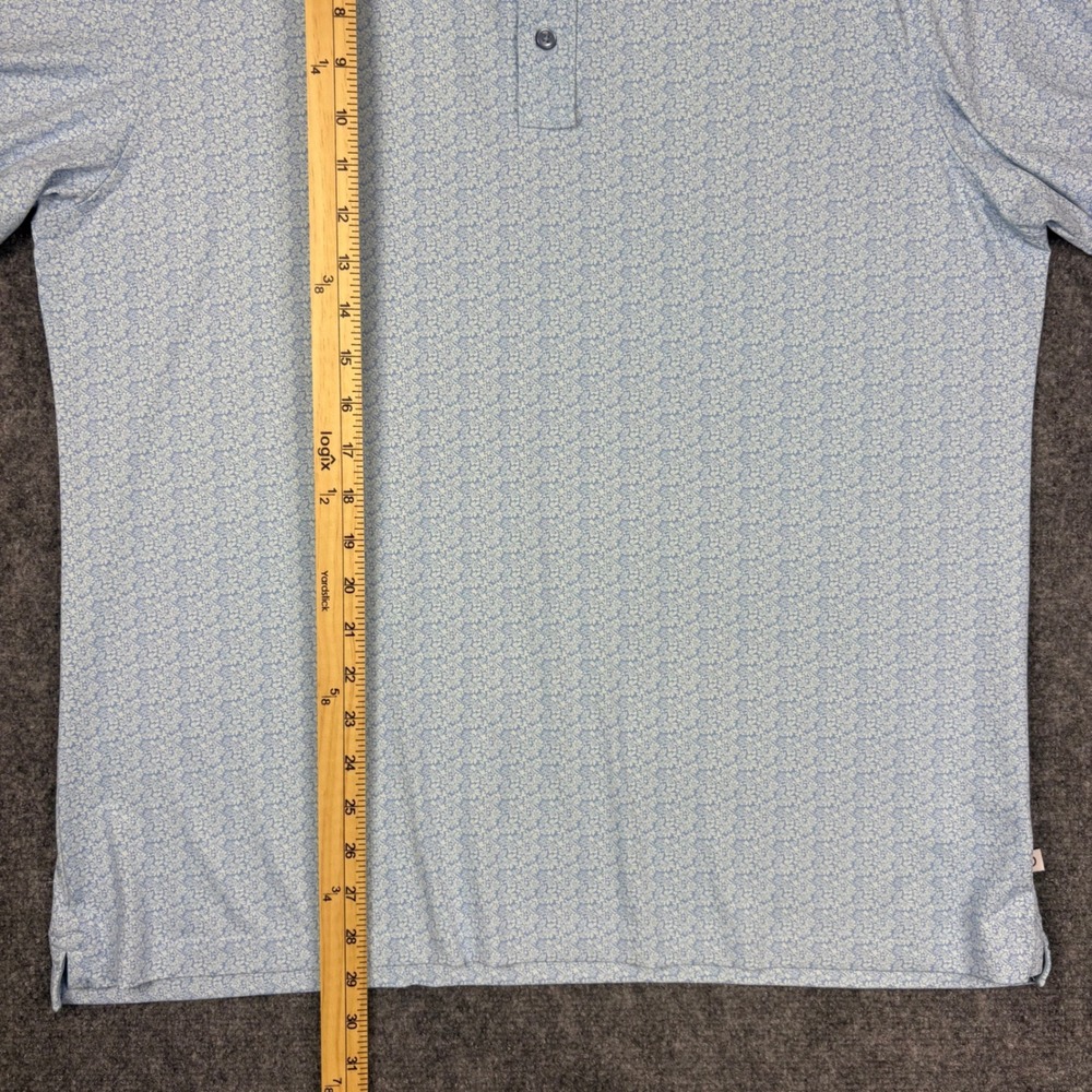 7 Diamonds Alessio Polo Shirt Mens Large Blue Floral 4-Way Stretch Maderas Golf - Picture 5 of 8